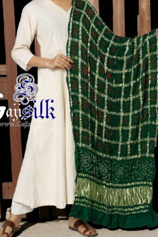 Green Red Bandhani Gharchola Dupatta Pure GajiSilk