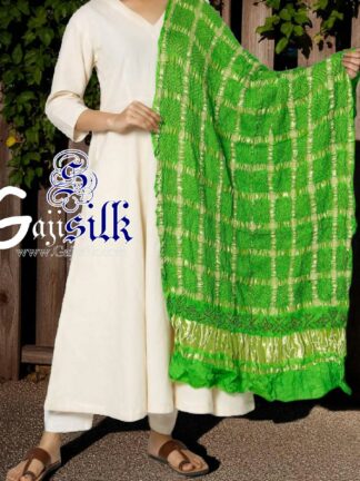 Parrot Red Bandhani Gharchola Dupatta Pure GajiSilk