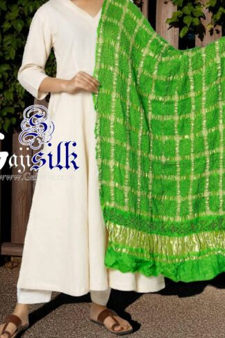 Parrot Red Bandhani Gharchola Dupatta Pure GajiSilk