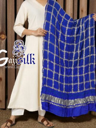 Blue Red Bandhani Gharchola Dupatta Pure GajiSilk