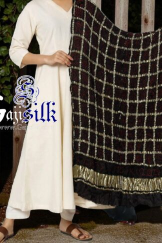 Black Red Bandhani Gharchola Dupatta Pure GajiSilk