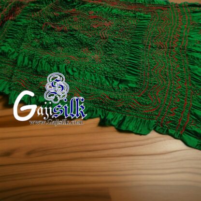 Green Red Bandhani Chandrakhani Dupatta Pure GajiSilk - Image 4