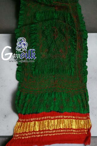 Green Red Bandhani Chandrakhani Dupatta Pure GajiSilk