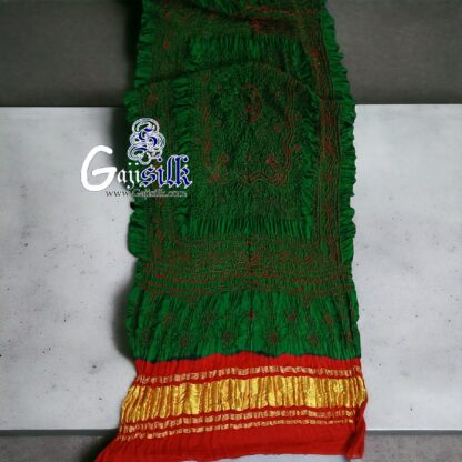 Green Red Bandhani Chandrakhani Dupatta Pure GajiSilk