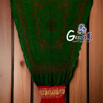 Green Red Bandhani Chandrakhani Dupatta Pure GajiSilk - Image 7