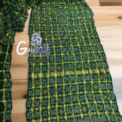 Green Gharchola Rai Bandhani Saree Kala Cotton - Image 4