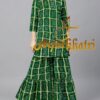 Green Bandhani Gharchola Designer Sharara Dress Set In Pure Silk