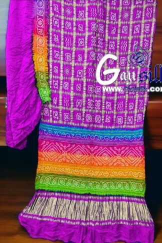 Magenta Multi Color Bandhani Gharchola Saree Gaji Silk