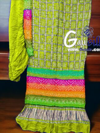 Yellow Multi Color Bandhani Gharchola Saree Pure GajiSilk