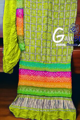 Yellow Multi Color Bandhani Gharchola Saree Pure GajiSilk