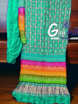 Rama Multi Color Bandhani Gharchola Saree Pure GajiSilk