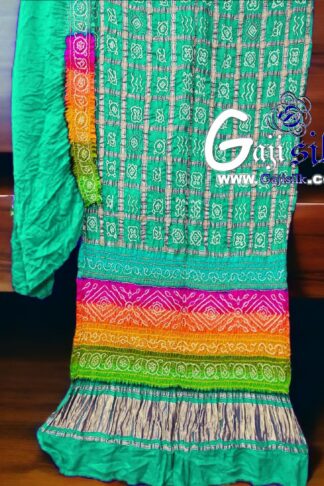 Rama Multi Color Bandhani Gharchola Saree Pure GajiSilk