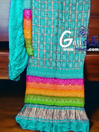 Aqua Multi Color Bandhani Gharchola Saree Pure GajiSilk