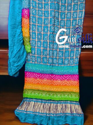 Sky Multi Color Bandhani Gharchola Saree Pure GajiSilk