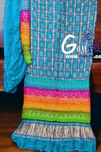 Sky Multi Color Bandhani Gharchola Saree Pure GajiSilk