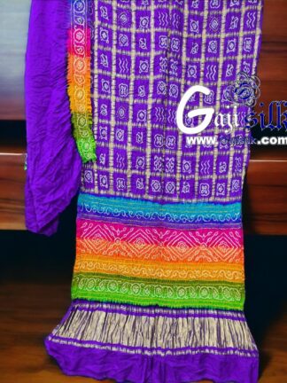 Jambli Multi Color Bandhani Gharchola Saree Pure GajiSilk