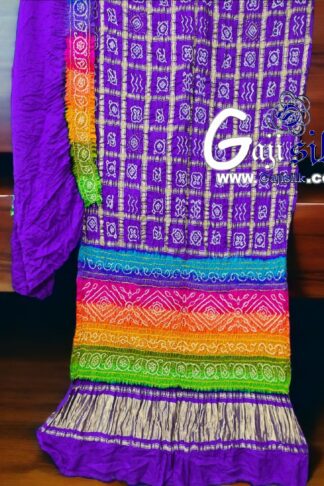 Jambli Multi Color Bandhani Gharchola Saree Pure GajiSilk