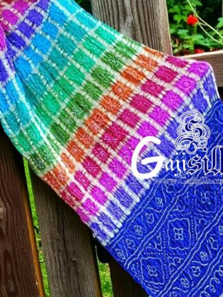 Blue Bandhani Gharchola Multi Color Saree Pure GajiSilk