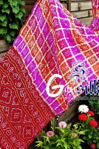 Red Bandhani Gharchola Multi Color Saree Pure GajiSilk