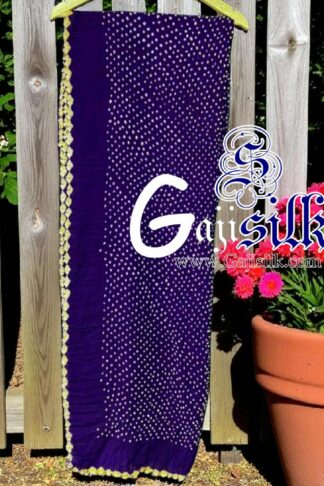 Purple Rai Dani Bandhani Dupatta Pure GajiSilk
