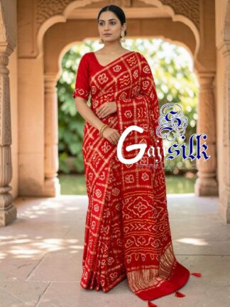 Red Gharchola Bandhani Saree Pure Gaji Silk