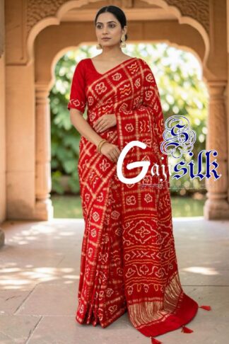Red Gharchola Bandhani Saree Pure Gaji Silk