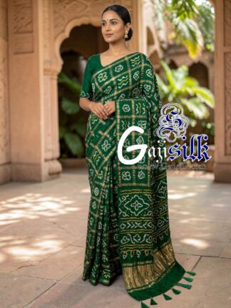 Green Gharchola Bandhani Saree Pure Gaji Silk