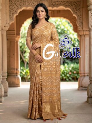Chickoo Gharchola Bandhani Saree Pure Gaji Silk