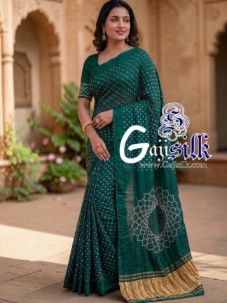 Rama Makdi Bandhani Saree GajiSilk Lagdi Palav