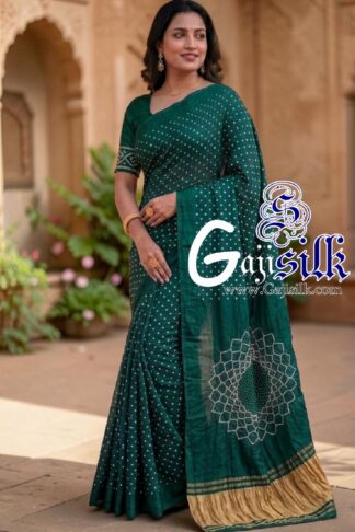 Rama Makdi Bandhani Saree GajiSilk Lagdi Palav