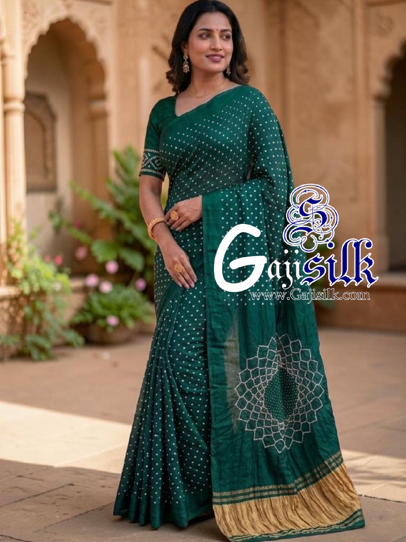 Rama Makdi Bandhani Saree GajiSilk Lagdi Palav
