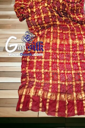 Love Red Gharchola Rai Bandhani Saree Kala Cotton