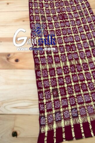 Marron Gharchola Rai Bandhani Saree Kala Cotton