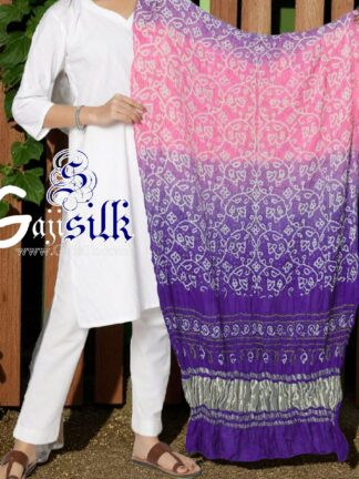 Magenta Shikari Bandhani Dupatta Pure Gaji Silk