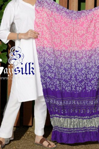 Magenta Shikari Bandhani Dupatta Pure Gaji Silk