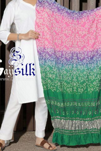 Parrot Shikari Bandhani Dupatta Pure Gaji Silk