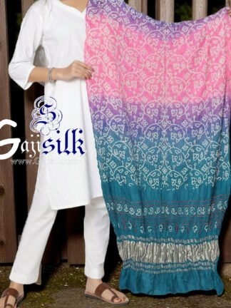 Peacock Blue Shikari Bandhani Dupatta Pure Gaji Silk