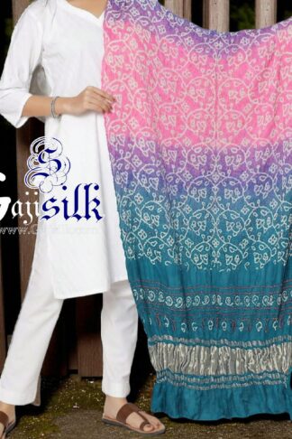 Peacock Blue Shikari Bandhani Dupatta Pure Gaji Silk
