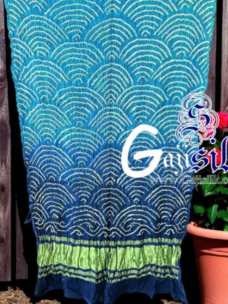 Aqua T Blue Bandhani Dupatta Wifi Design Pure GajiSilk
