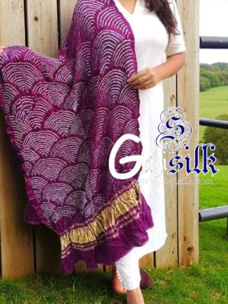 Brinjal Bandhani Dupatta Wifi Design Pure GajiSilk