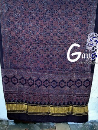 Blue Ajrak Dupatta HandBlock Gaji Silk