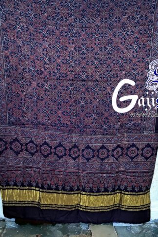 Blue Ajrak Dupatta HandBlock Gaji Silk