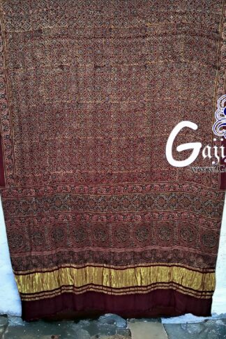 Marron Ajrak Dupatta HandBlock Gaji Silk