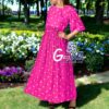 Rani Pink Designer Bandhani Anarkali Dress In Pure Silk