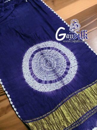 Blue Shibori Saree Handmade Gaji Silk