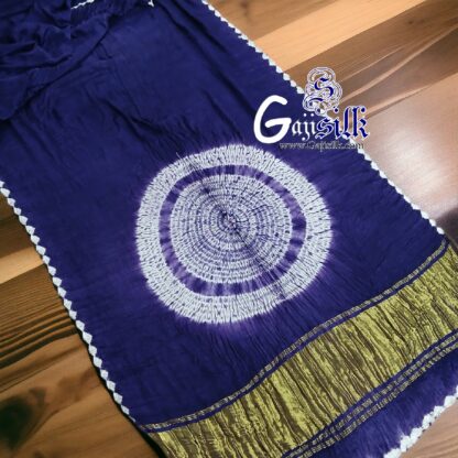 Blue Shibori Saree Handmade Gaji Silk