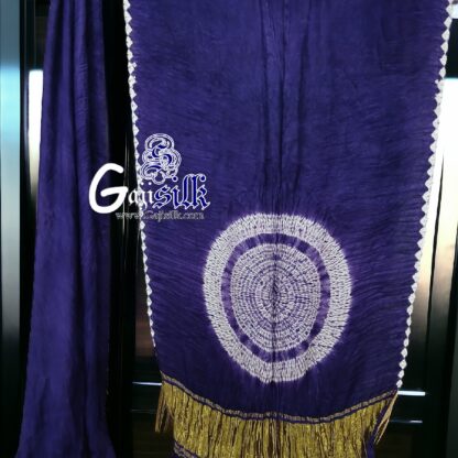 Blue Shibori Saree Handmade Gaji Silk - Image 3