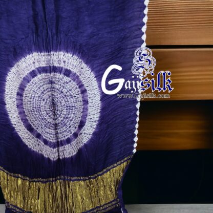 Blue Shibori Saree Handmade Gaji Silk - Image 4