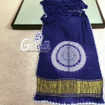 Blue Shibori Saree Handmade Gaji Silk - Image 5