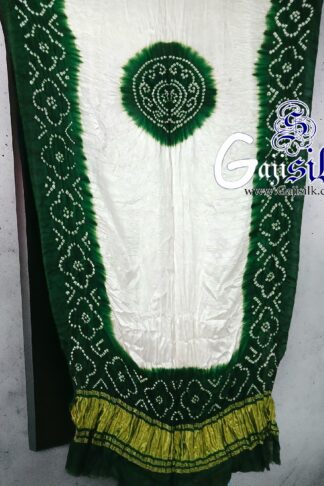 Green White Bandhani Panetar Dupatta GajiSilk